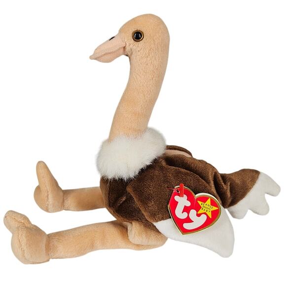 TY BEANIE BABY “STRETCH” THE OSTRICH – 1997 RETIRED PLUSH W/ TAG – PE PELLETS - Picture 1 of 10